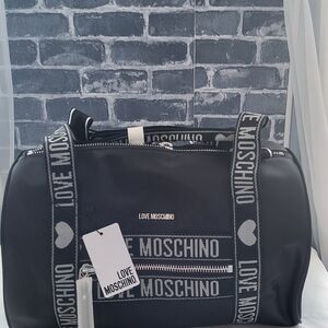 Love Moschino Black Shoulder Bag with Logo Straps